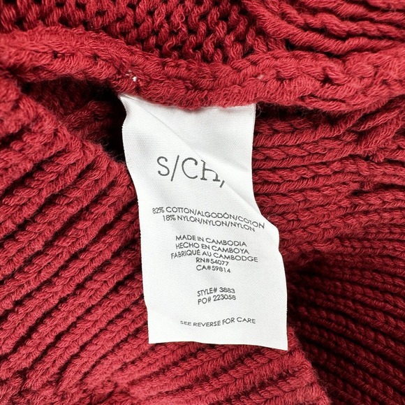 Cabi Sweater Womens Small Mulberry Red Square Neck Pullover Cable Chunky Knit - Picture 8 of 11